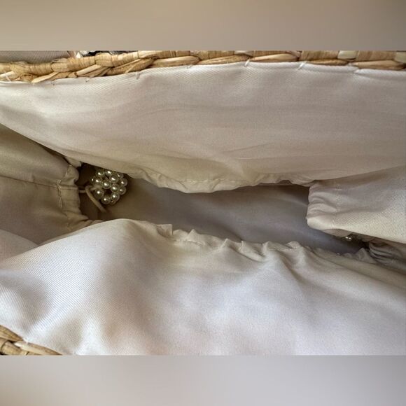 Women's Pearl Detail Wicker Bohemian Beachy Mini Bag - Picture 9 of 9